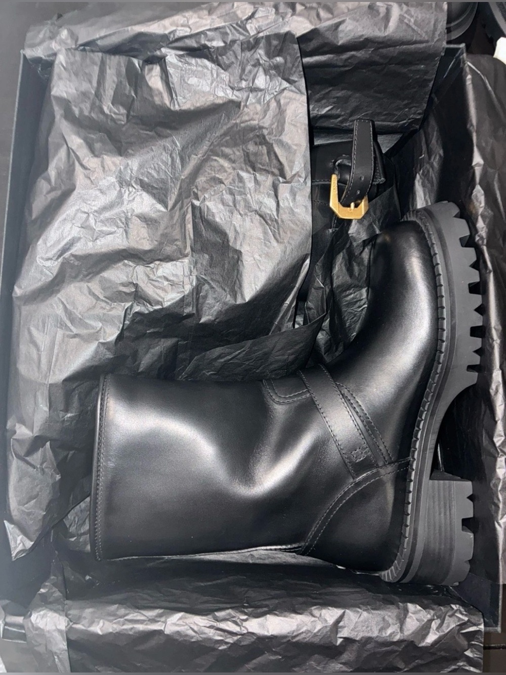 NEW Versace Vitello Medusa Biker Leather Boots in Black For Women's Size 7.5 US - Picture 6 of 10